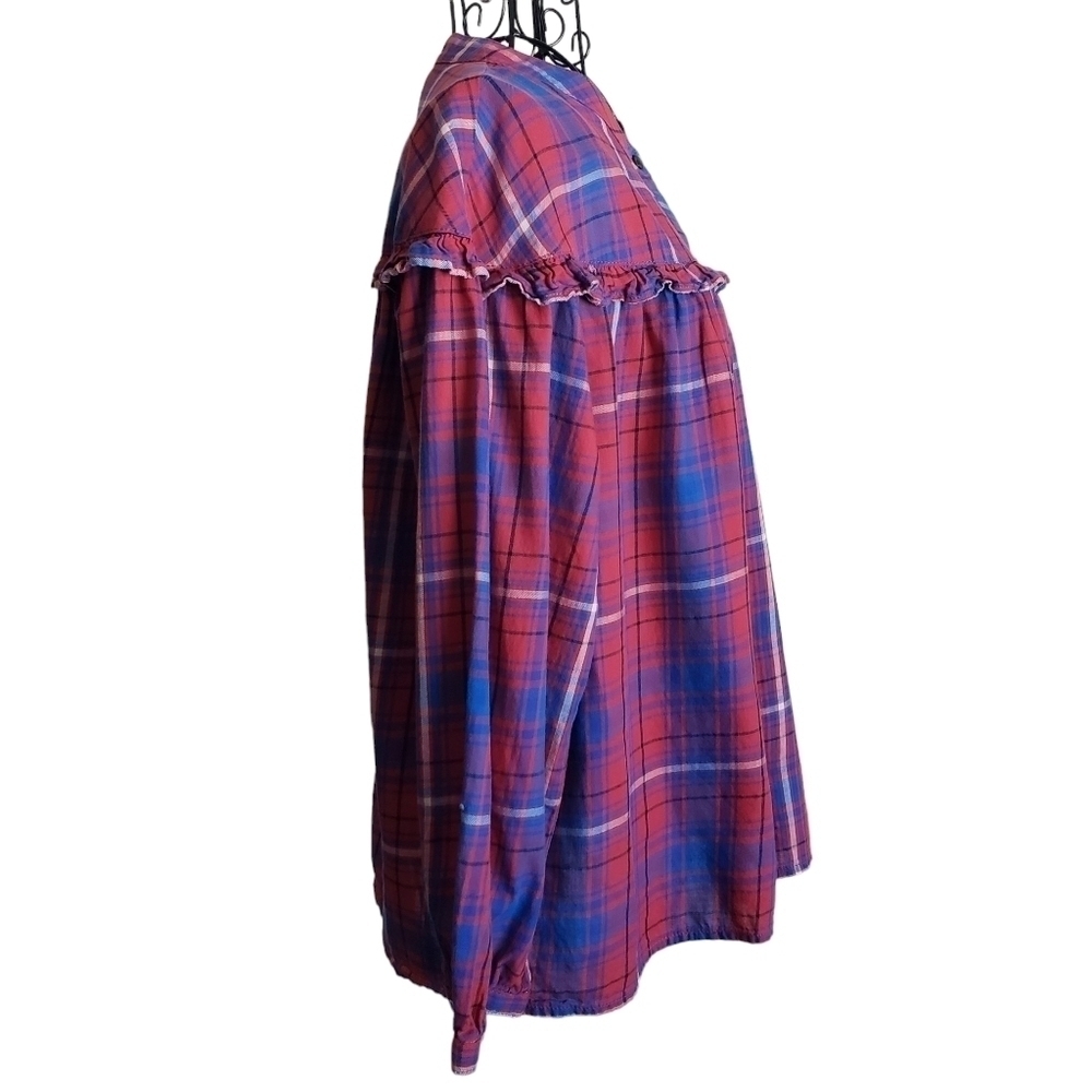 🌻Madewell Plaid Shirred Button-Down, Size S - Picture 4 of 6